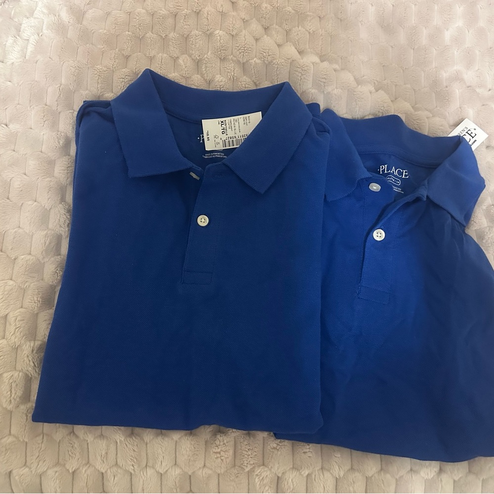 NEW 2 The Children's Place ROYAL Blue Uniform Polo Shirt Boys XL-14
